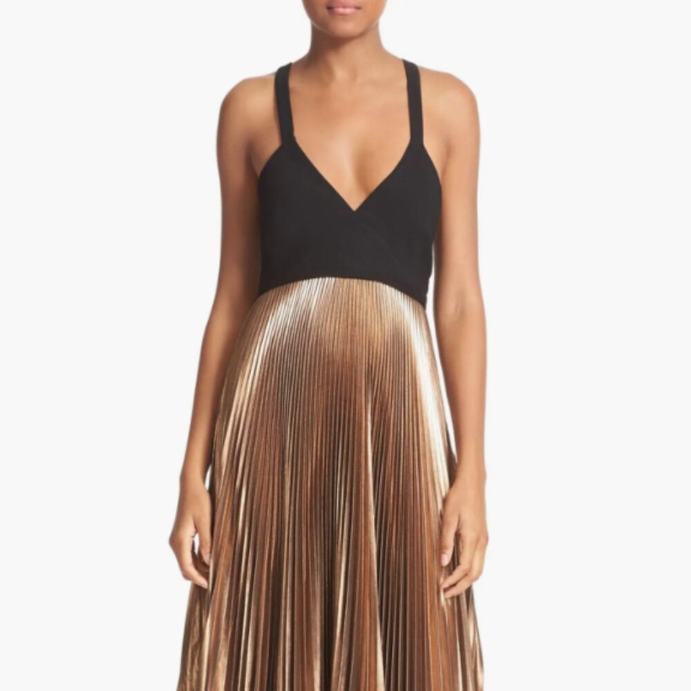 A.L.C. Alba Pleated Rose Colored Metallic Cocktail Dress- Perfect condition